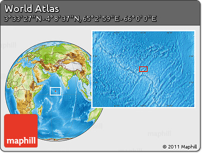 Physical Location Map of the Area around 3° 51' 2" N, 65° 31' 30" E