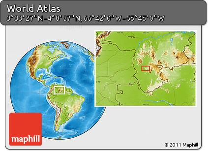 Physical Location Map of the Area around 3° 51' 2" N, 66° 13' 29" W