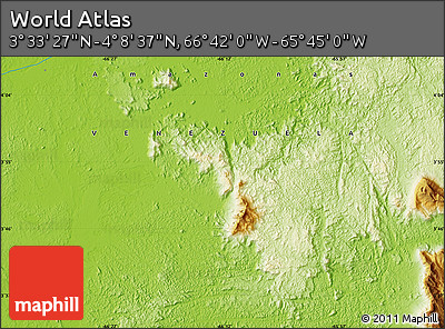 Physical Map of the Area around 3° 51' 2" N, 66° 13' 29" W