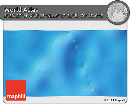 Physical 3D Map of the Area around 3° 51' 2" N, 69° 46' 30" E