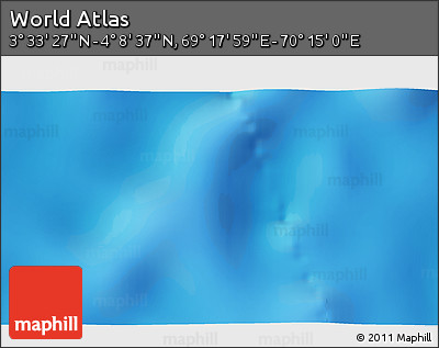 Physical 3D Map of the Area around 3° 51' 2" N, 69° 46' 30" E