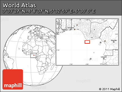 Blank Location Map of the Area around 3° 51' 2" N, 6° 1' 30" E
