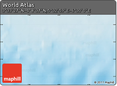 Shaded Relief Map of the Area around 3° 51' 2" N, 6° 1' 30" E