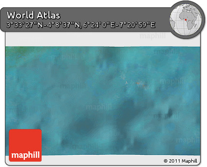 Satellite 3D Map of the Area around 3° 51' 2" N, 6° 52' 30" E
