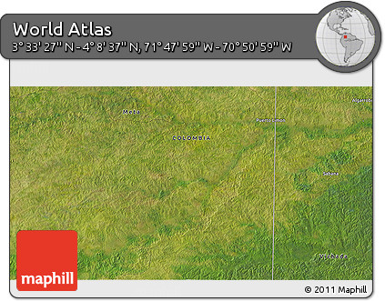 Satellite 3D Map of the Area around 3° 51' 2" N, 71° 19' 29" W