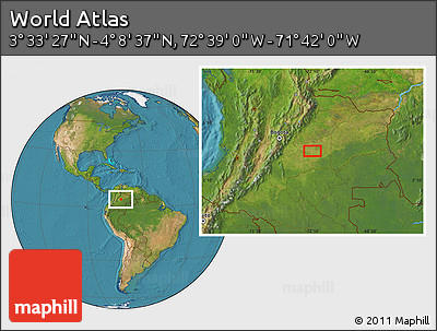 Satellite Location Map of the Area around 3° 51' 2" N, 72° 10' 30" W