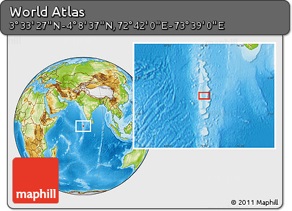 Physical Location Map of the Area around 3° 51' 2" N, 73° 10' 30" E