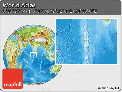 Physical Location Map of the Area around 3° 51' 2" N, 73° 10' 30" E