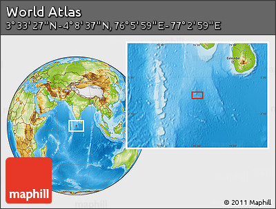 Physical Location Map of the Area around 3° 51' 2" N, 76° 34' 29" E