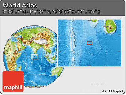 Physical Location Map of the Area around 3° 51' 2" N, 76° 34' 29" E
