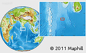 Physical Location Map of the area around 3° 51' 2" N, 76° 34' 29" E