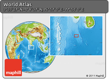 Physical Location Map of the Area around 3° 51' 2" N, 77° 25' 30" E