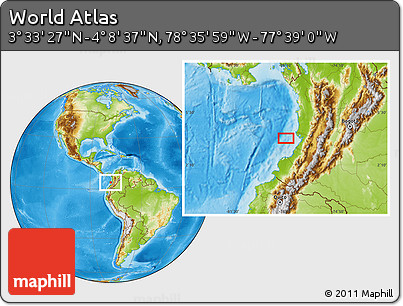 Physical Location Map of the Area around 3° 51' 2" N, 78° 7' 30" W