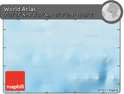 Physical Map of the Area around 3° 51' 2" N, 7° 43' 29" E
