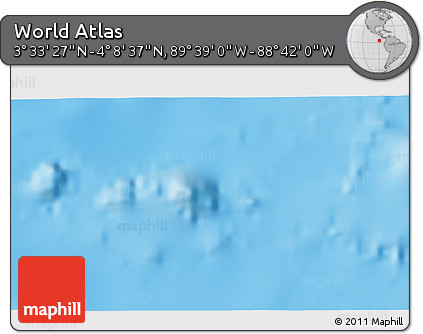Shaded Relief 3D Map of the Area around 3° 51' 2" N, 89° 10' 30" W