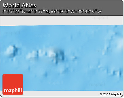 Shaded Relief 3D Map of the Area around 3° 51' 2" N, 89° 10' 30" W