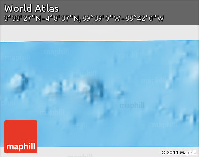 Shaded Relief 3D Map of the Area around 3° 51' 2" N, 89° 10' 30" W