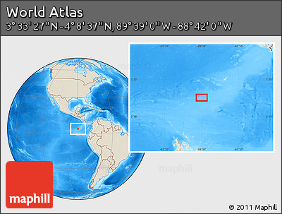 Shaded Relief Location Map of the Area around 3° 51' 2" N, 89° 10' 30" W