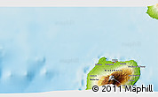 Physical 3D Map of the area around 3° 51' 2" N, 8° 34' 29" E