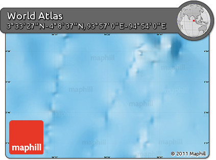 Shaded Relief Map of the Area around 3° 51' 2" N, 94° 25' 30" E