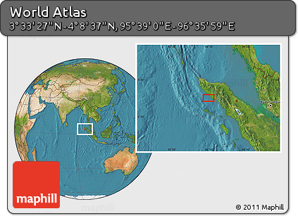 Satellite Location Map of the Area around 3° 51' 2" N, 96° 7' 30" E