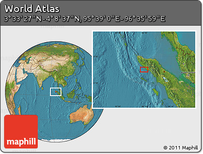 Satellite Location Map of the Area around 3° 51' 2" N, 96° 7' 30" E
