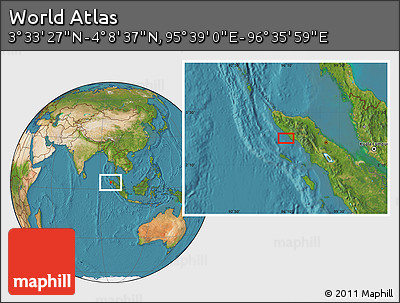 Satellite Location Map of the Area around 3° 51' 2" N, 96° 7' 30" E
