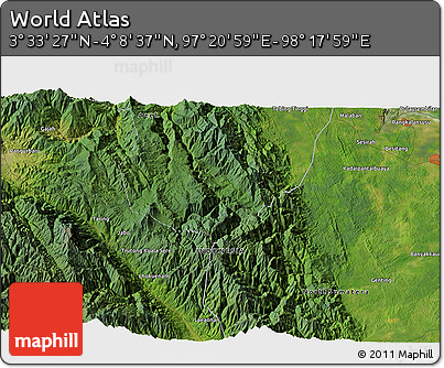 Satellite 3D Map of the Area around 3° 51' 2" N, 97° 49' 29" E