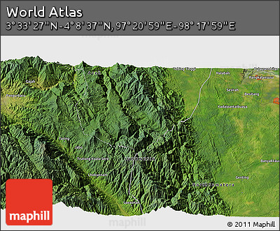 Satellite 3D Map of the Area around 3° 51' 2" N, 97° 49' 29" E