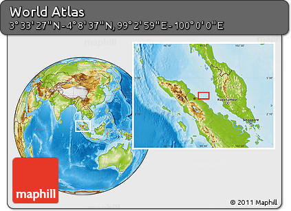 Physical Location Map of the Area around 3° 51' 2" N, 99° 31' 30" E