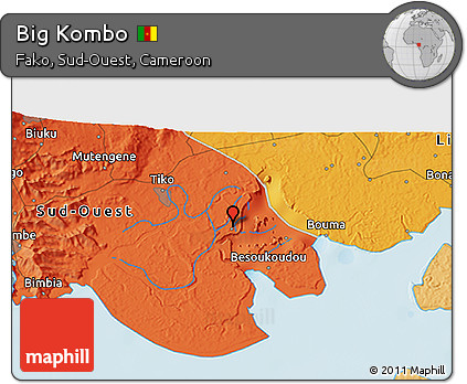 Political 3D Map of Big Kombo