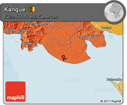 Political 3D Map of Kangué