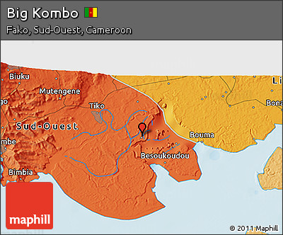 Political 3D Map of Big Kombo