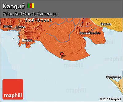 Political 3D Map of Kangué