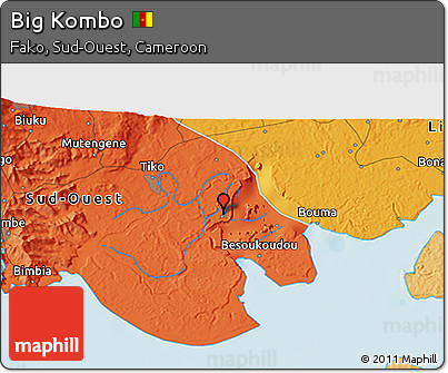 Political 3D Map of Big Kombo
