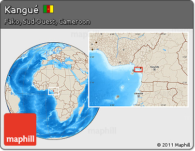 Shaded Relief Location Map of Kangué