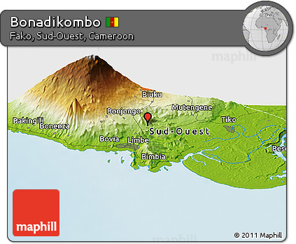 Physical Panoramic Map of Bonadikombo