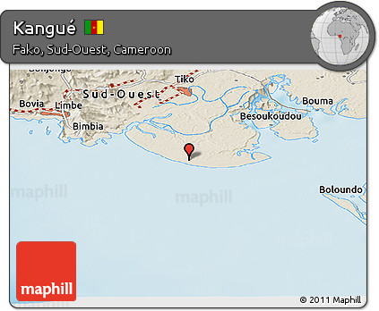 Shaded Relief Panoramic Map of Kangué