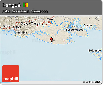 Shaded Relief Panoramic Map of Kangué