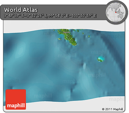 Satellite 3D Map of the Area around 3° 30' 2" S, 100° 22' 30" E