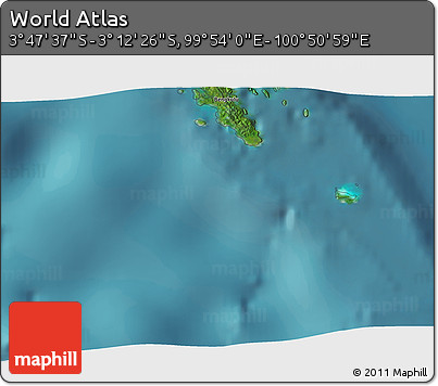 Satellite 3D Map of the Area around 3° 30' 2" S, 100° 22' 30" E