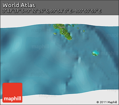 Satellite 3D Map of the Area around 3° 30' 2" S, 100° 22' 30" E
