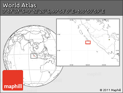 Blank Location Map of the Area around 3° 30' 2" S, 100° 22' 30" E