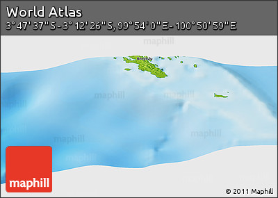 Physical Panoramic Map of the Area around 3° 30' 2" S, 100° 22' 30" E