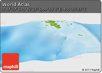 Physical Panoramic Map of the Area around 3° 30' 2" S, 100° 22' 30" E