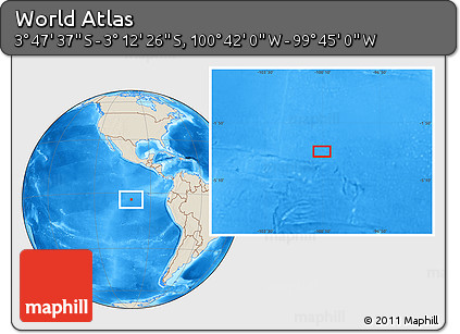 Shaded Relief Location Map of the Area around 3° 30' 2" S, 100° 13' 29" W