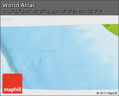 Physical 3D Map of the Area around 3° 30' 2" S, 101° 13' 29" E