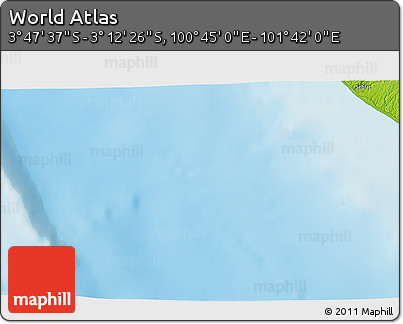 Physical 3D Map of the Area around 3° 30' 2" S, 101° 13' 29" E