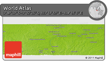Physical Panoramic Map of the Area around 3° 30' 2" S, 103° 46' 30" E