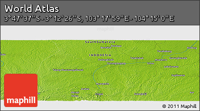 Physical Panoramic Map of the Area around 3° 30' 2" S, 103° 46' 30" E